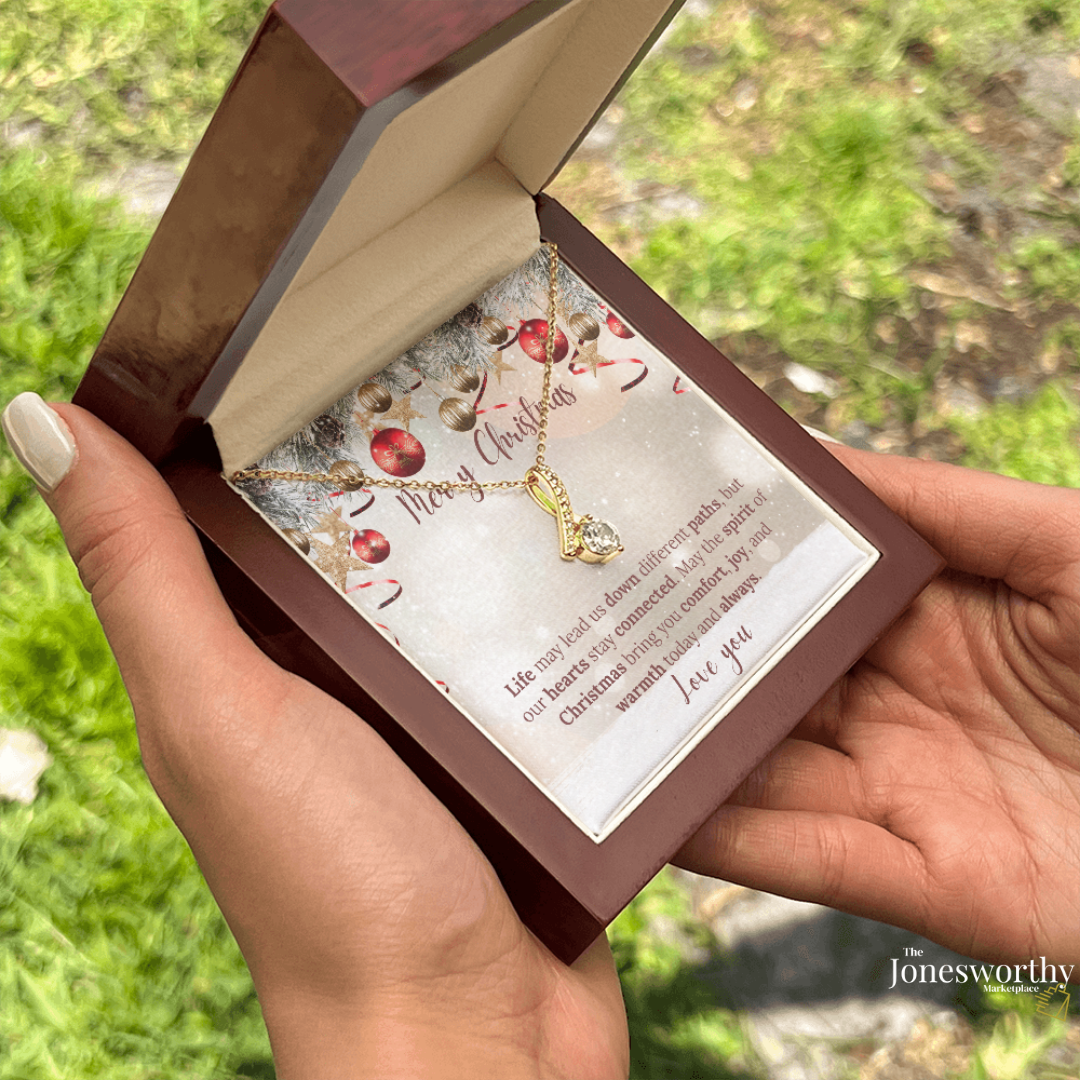 Christmas Necklace or Cuban Link Chain – Universal Holiday Jewelry for Him or Her | Yellow & White Gold Options | LED Gift Box Upgrade