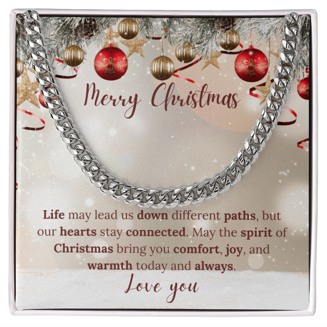 Christmas Necklace or Cuban Link Chain – Universal Holiday Jewelry for Him or Her | Yellow & White Gold Options | LED Gift Box Upgrade