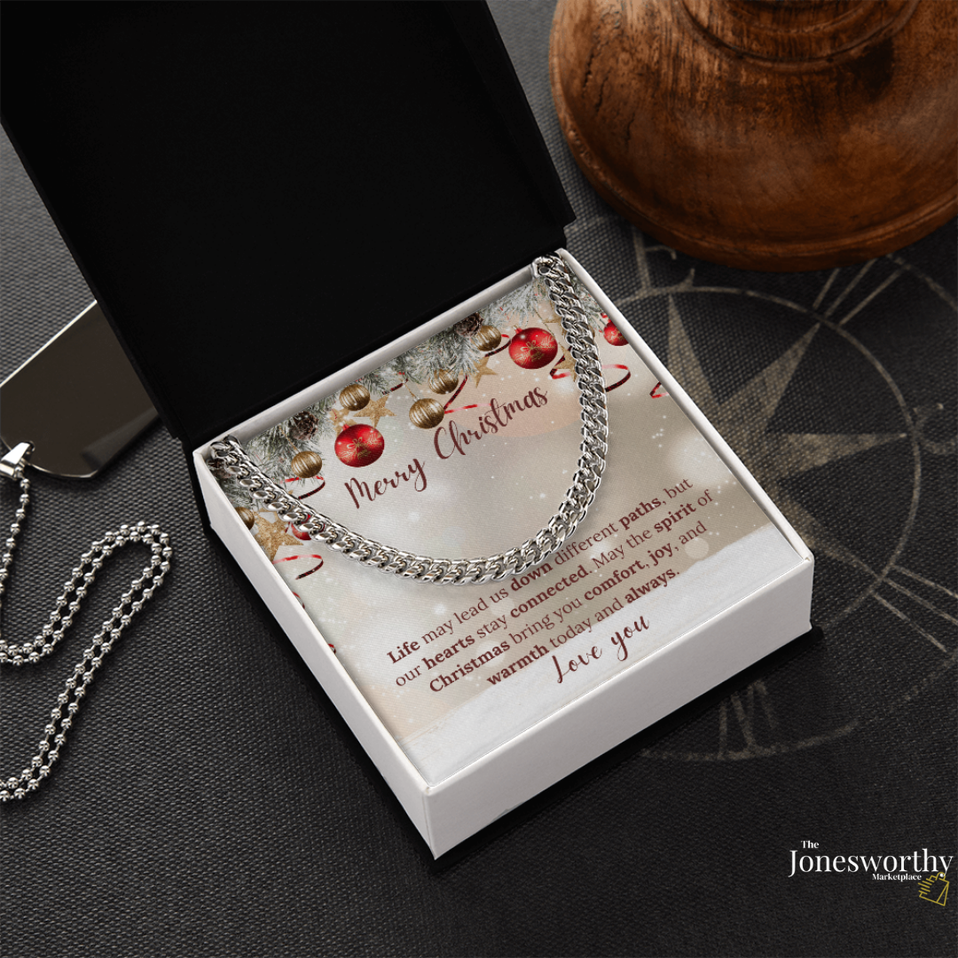 Christmas Necklace or Cuban Link Chain – Universal Holiday Jewelry for Him or Her | Yellow & White Gold Options | LED Gift Box Upgrade