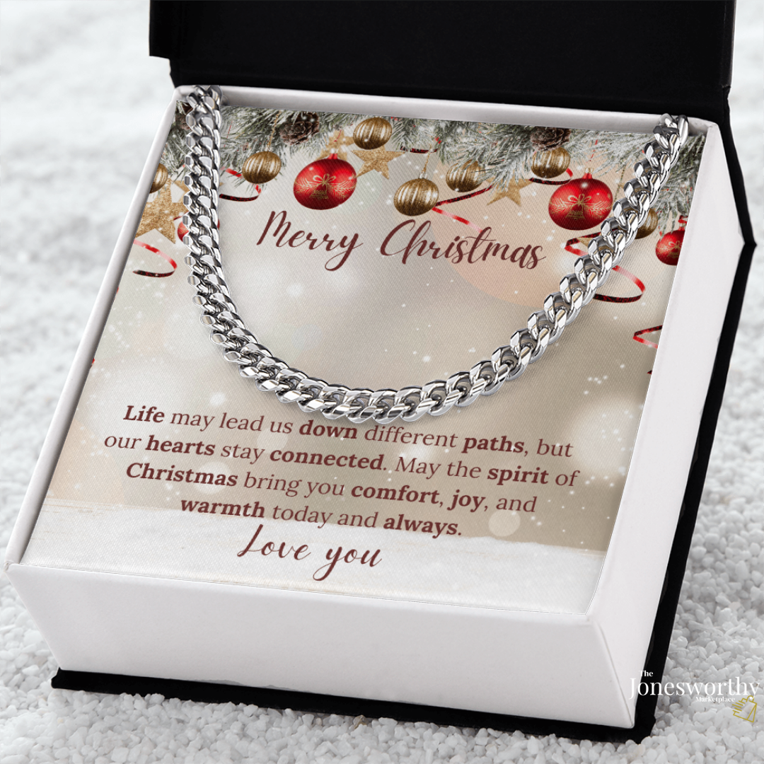 Christmas Necklace or Cuban Link Chain – Universal Holiday Jewelry for Him or Her | Yellow & White Gold Options | LED Gift Box Upgrade