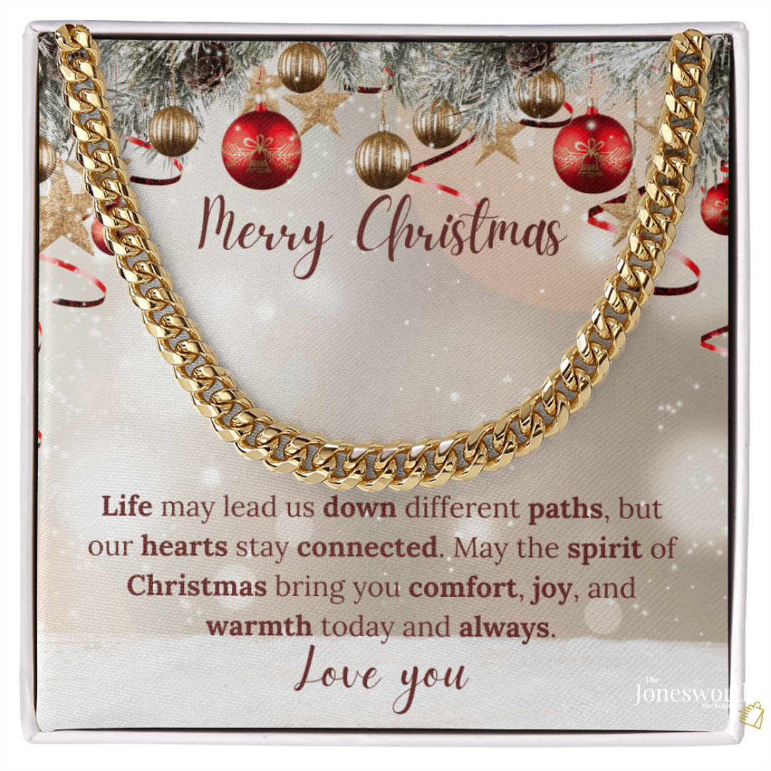 Christmas Necklace or Cuban Link Chain – Universal Holiday Jewelry for Him or Her | Yellow & White Gold Options | LED Gift Box Upgrade