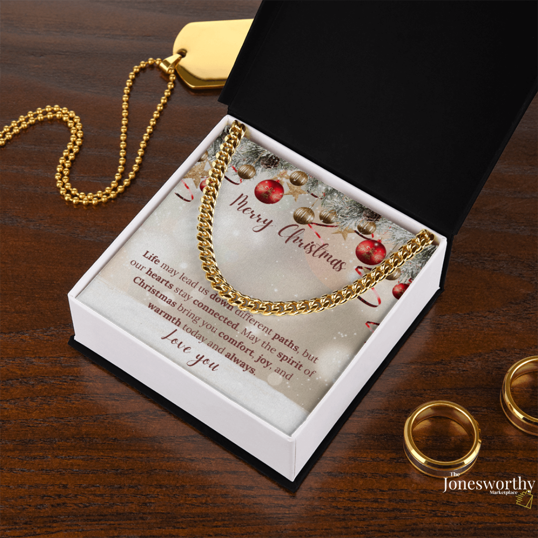 Christmas Necklace or Cuban Link Chain – Universal Holiday Jewelry for Him or Her | Yellow & White Gold Options | LED Gift Box Upgrade