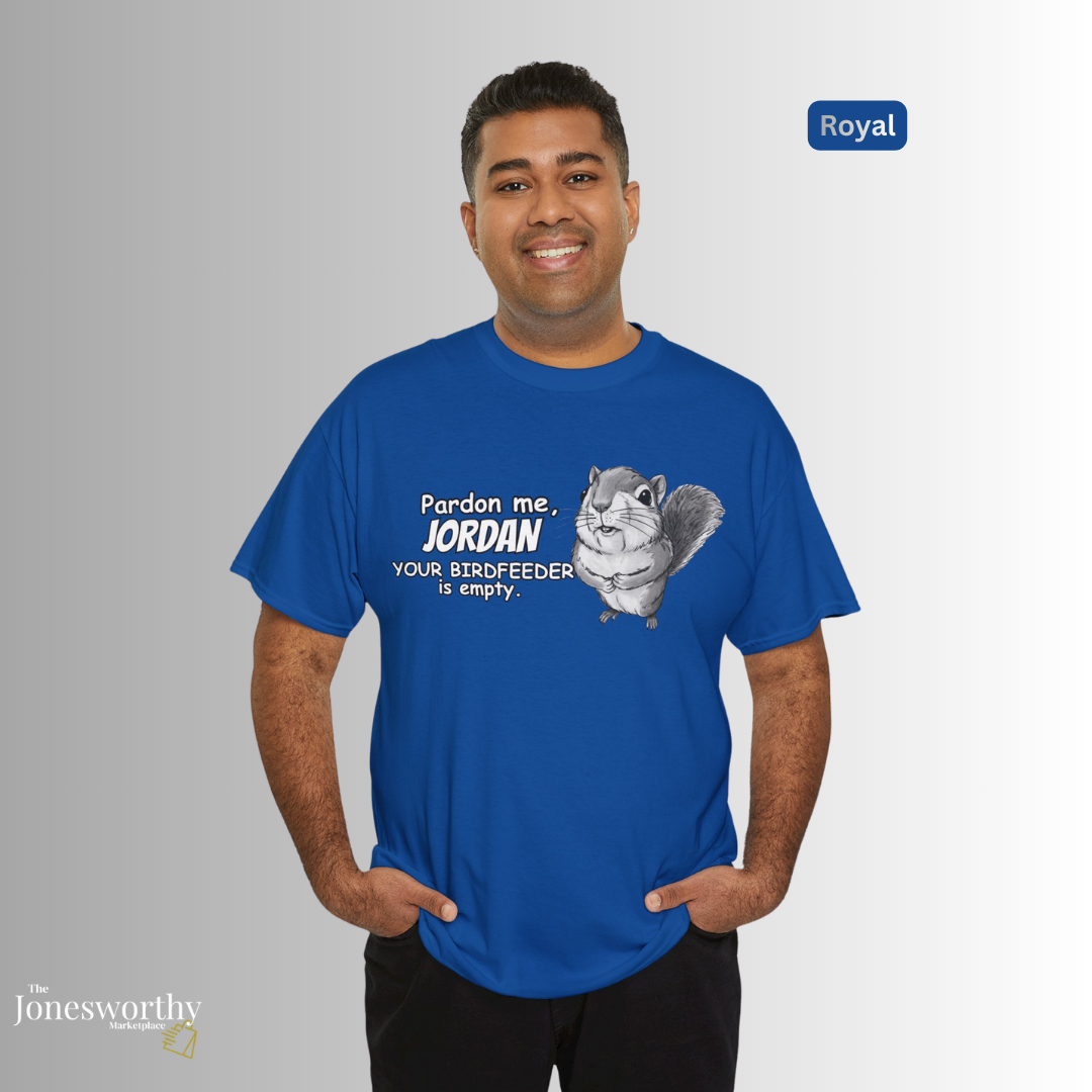 Personalized Squirrel Shirt  – Funny Custom Retro Name Shirt for Bird Lovers, Bird Feeders Empty, Hummingbirds , Bird Feeder Gift