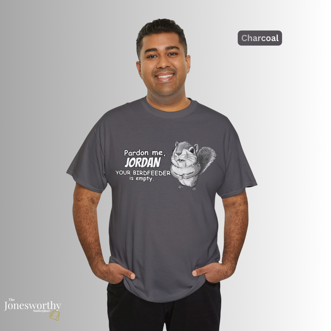 Personalized Squirrel Shirt  – Funny Custom Retro Name Shirt for Bird Lovers, Bird Feeders Empty, Hummingbirds , Bird Feeder Gift