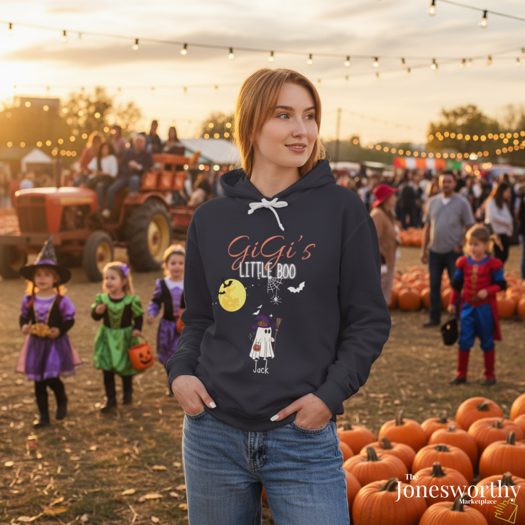 Personalized Halloween Hoodie – Custom “Little Boo Crew” Ghost Sweatshirt with Names & Titles