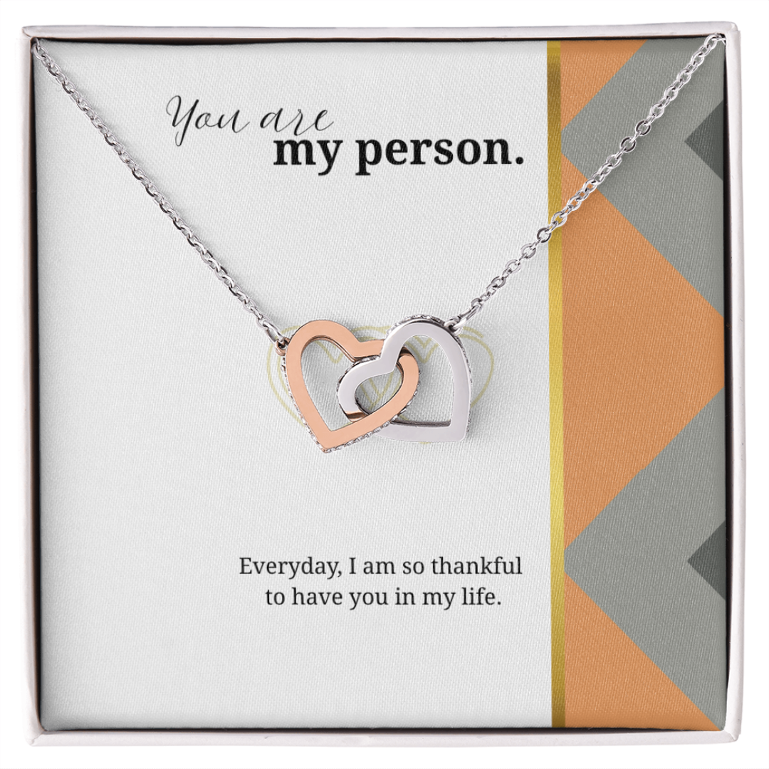 My Person Minimalist Universal Appreciation Gift for Him or Her | Interlocking Hearts Necklace or Love You Forever Bracelet