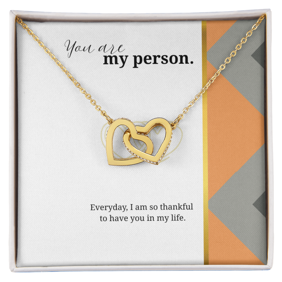 My Person Minimalist Universal Appreciation Gift for Him or Her | Interlocking Hearts Necklace or Love You Forever Bracelet