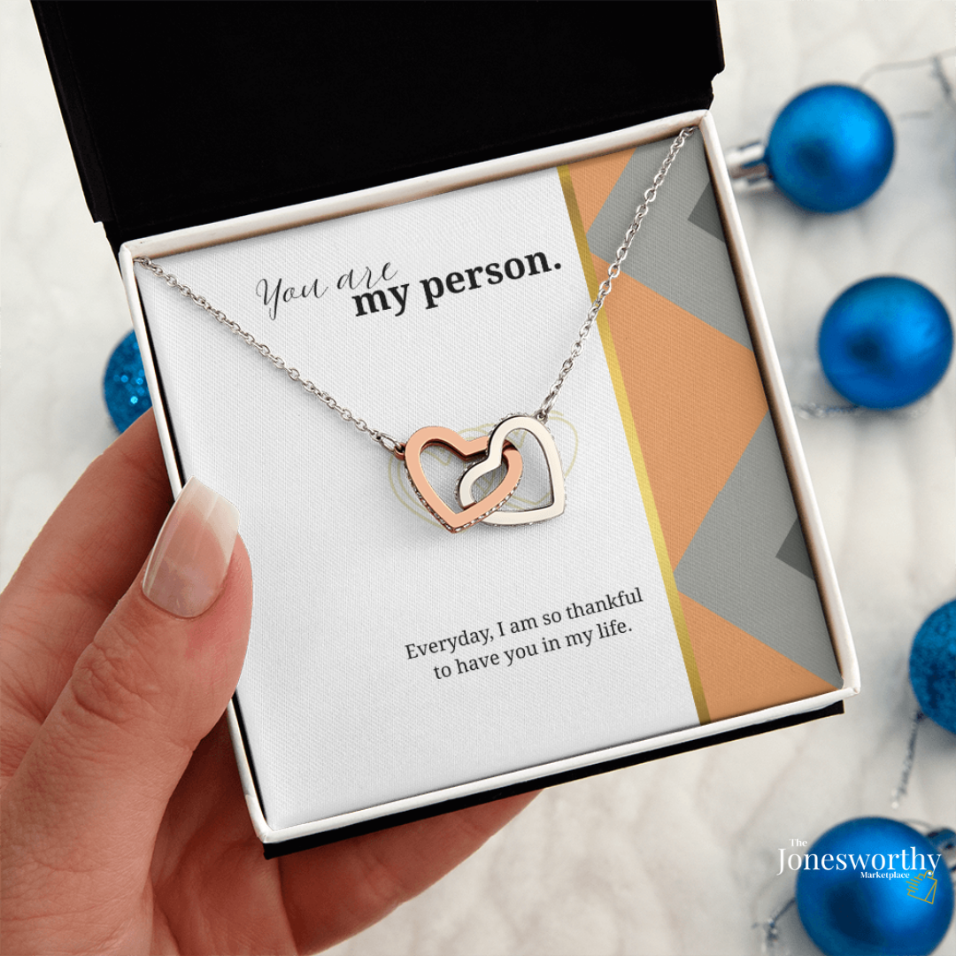 My Person Minimalist Universal Appreciation Gift for Him or Her | Interlocking Hearts Necklace or Love You Forever Bracelet