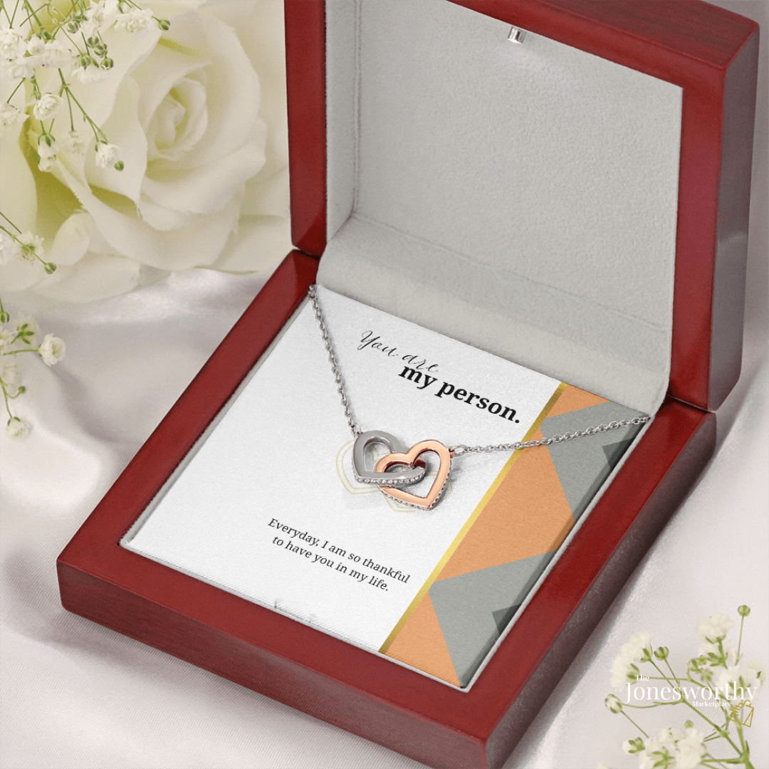 My Person Minimalist Universal Appreciation Gift for Him or Her | Interlocking Hearts Necklace or Love You Forever Bracelet