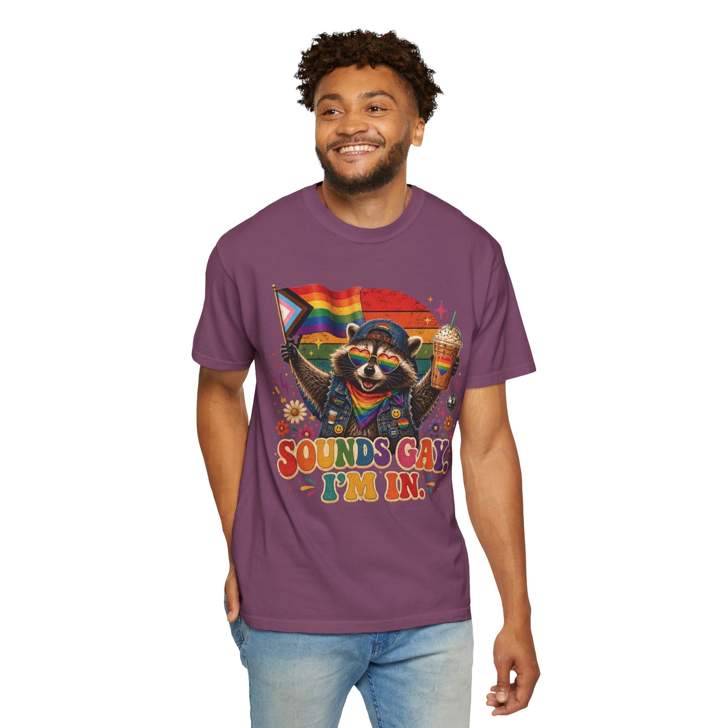 Sounds Gay I'm In Shirt, Pride Raccoon Tee, LGBTQ Pride Shirt, Ally Gift, Drag Brunch Shirt, Comfort Colors Graphic Tee