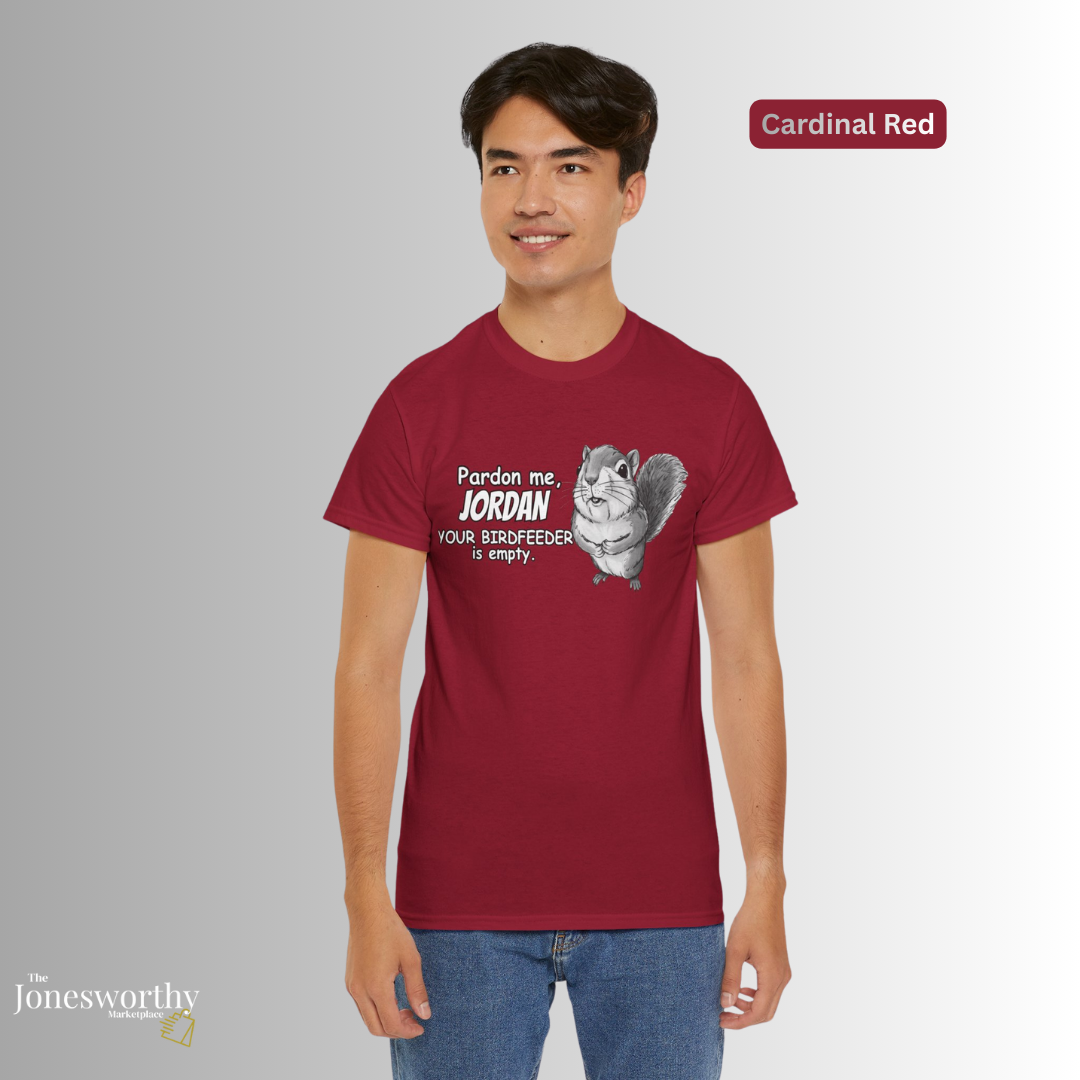 Personalized Squirrel Shirt  – Funny Custom Retro Name Shirt for Bird Lovers, Bird Feeders Empty, Hummingbirds , Bird Feeder Gift