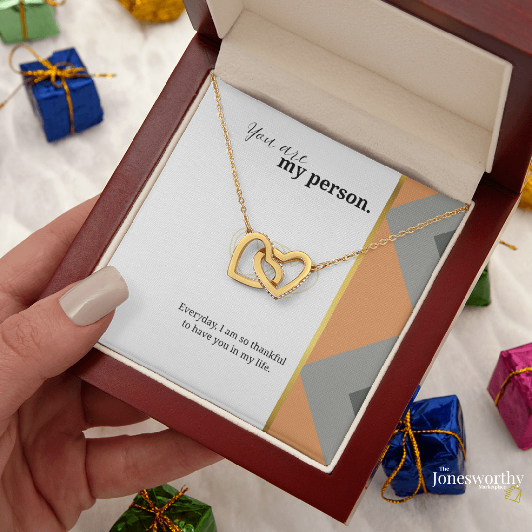 My Person Minimalist Universal Appreciation Gift for Him or Her | Interlocking Hearts Necklace or Love You Forever Bracelet