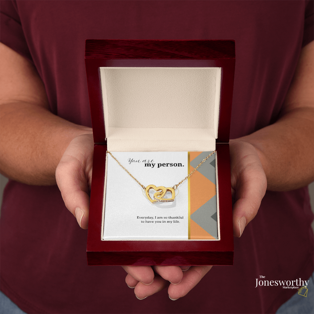 My Person Minimalist Universal Appreciation Gift for Him or Her | Interlocking Hearts Necklace or Love You Forever Bracelet