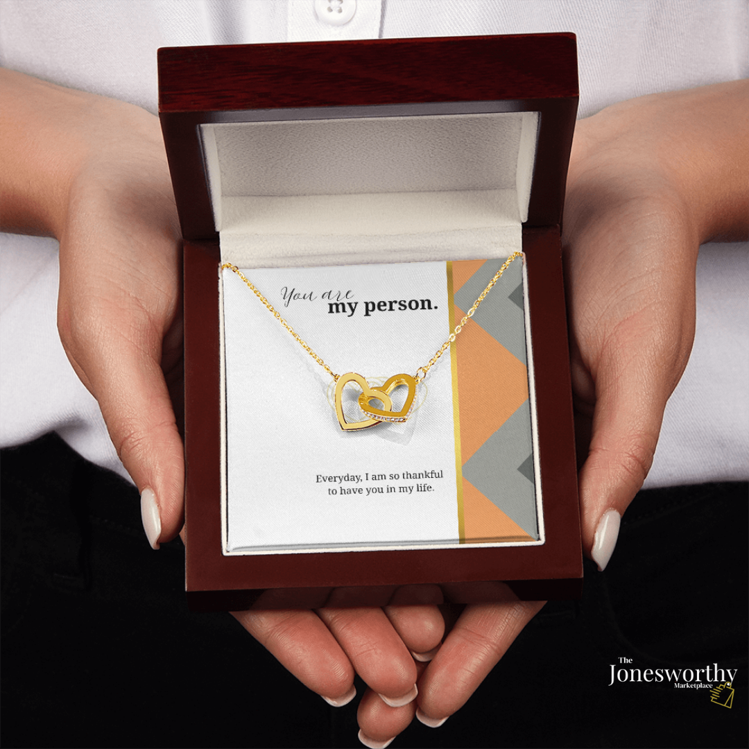 My Person Minimalist Universal Appreciation Gift for Him or Her | Interlocking Hearts Necklace or Love You Forever Bracelet