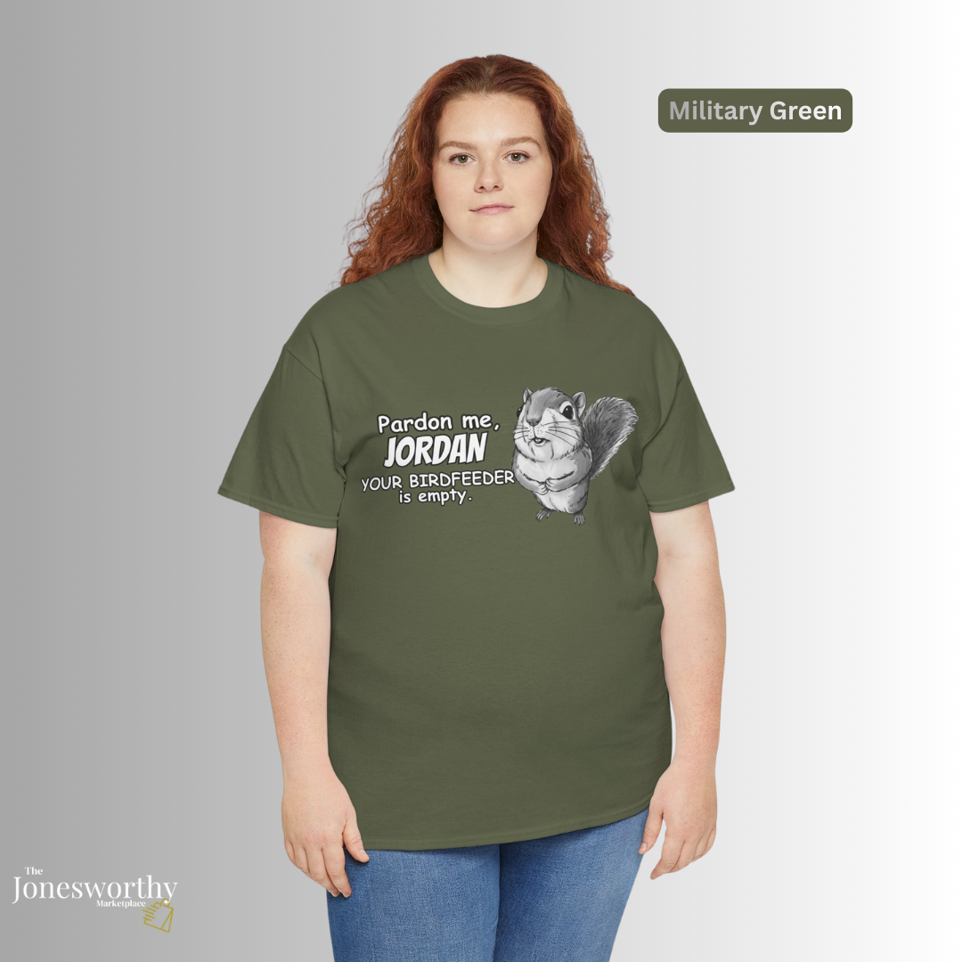 Personalized Squirrel Shirt  – Funny Custom Retro Name Shirt for Bird Lovers, Bird Feeders Empty, Hummingbirds , Bird Feeder Gift