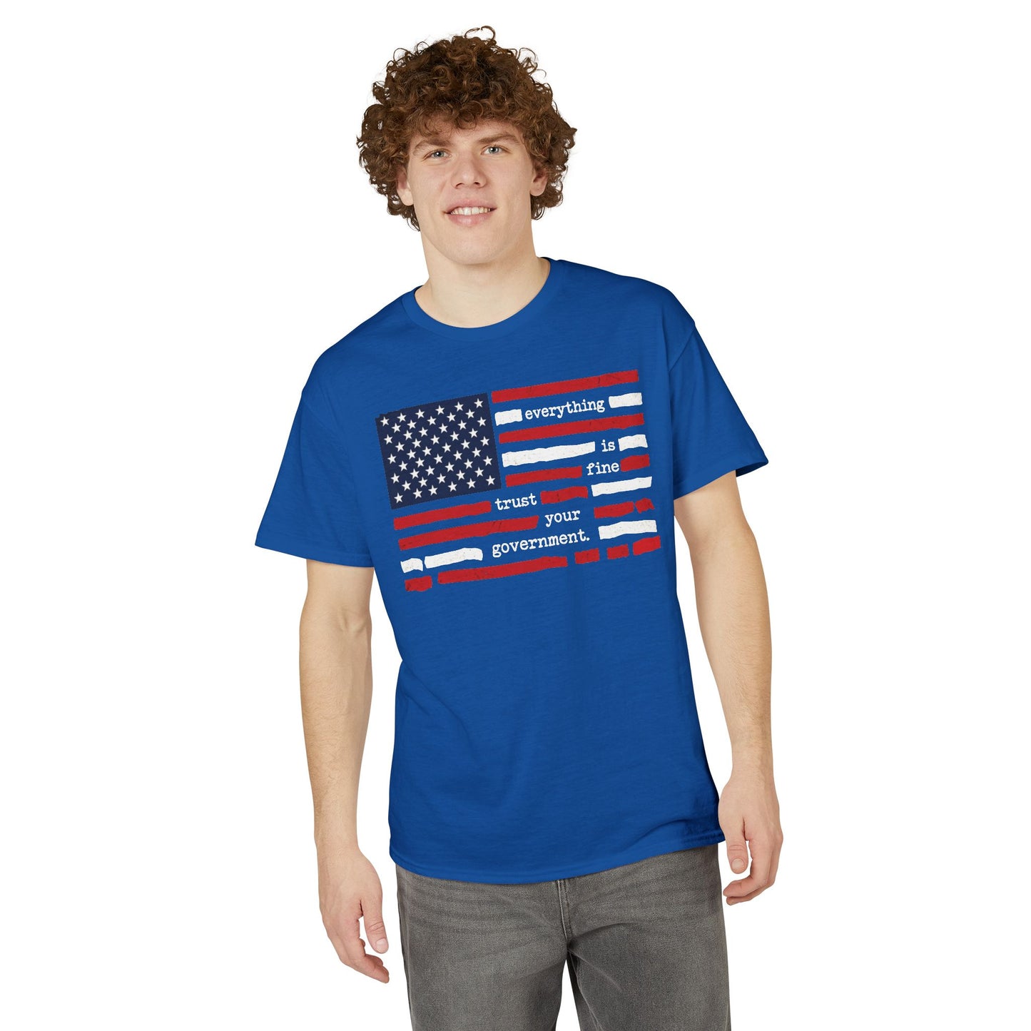 Everything Is Fine Trust Your Government Shirt | Patriotic Flag Tee | Gildan 8000 DryBlend® Unisex T-Shirt