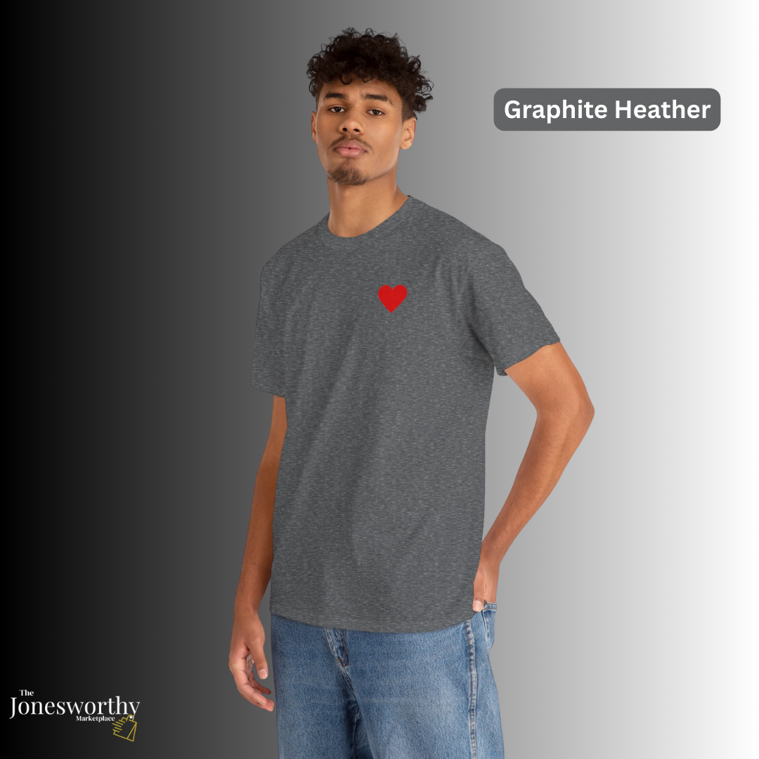 Minimalist Heart Tee • Unisex Heavy Cotton Shirt • Simple Red Heart Chest Graphic • Soft Everyday T-Shirt • Gift for Her or Him • Gildan
