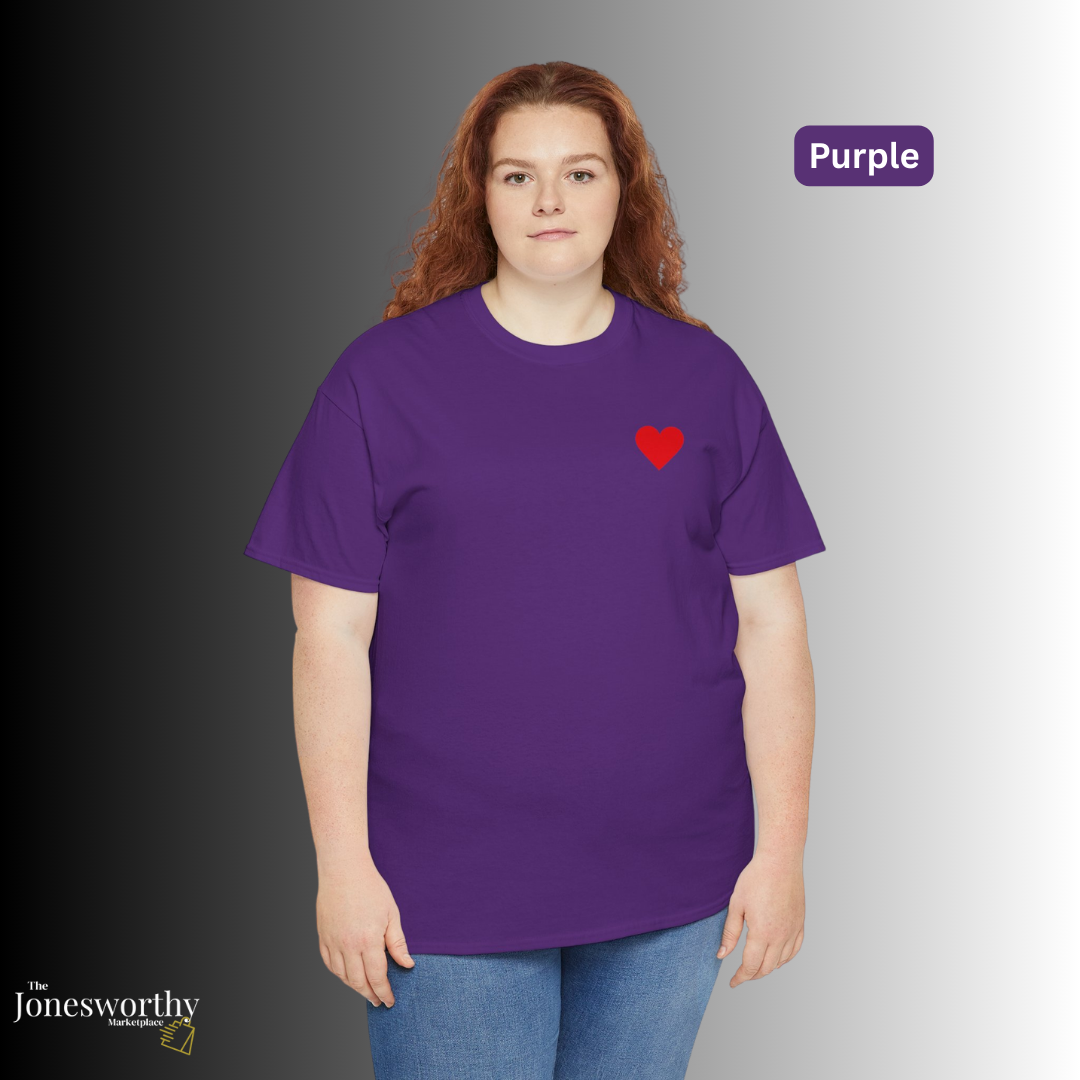 Minimalist Heart Tee • Unisex Heavy Cotton Shirt • Simple Red Heart Chest Graphic • Soft Everyday T-Shirt • Gift for Her or Him • Gildan