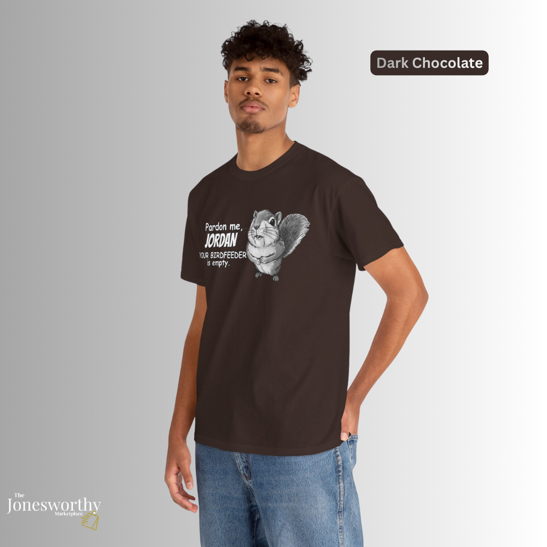 Personalized Squirrel Shirt  – Funny Custom Retro Name Shirt for Bird Lovers, Bird Feeders Empty, Hummingbirds , Bird Feeder Gift