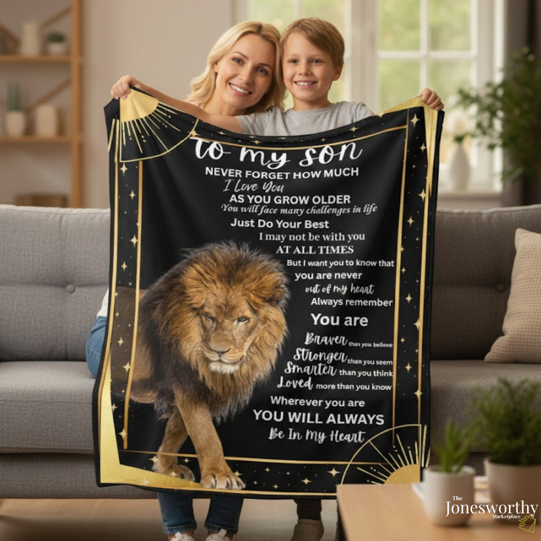 To My Son Lion Blanket | Inspirational Gift from Mom or Dad | Mink Touch or Sherpa Fleece | 30x40 & 60x80 | Meaningful Son Gift
