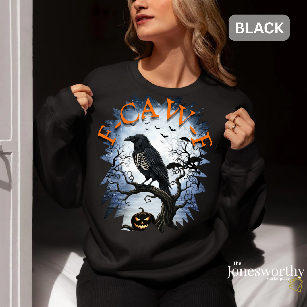 F-CAW-F Funny Halloween Shirt | Crow Skeleton Design, Front and Back Print | Unisex Tee, Hoodie & Sweatshirt (S–2XL)