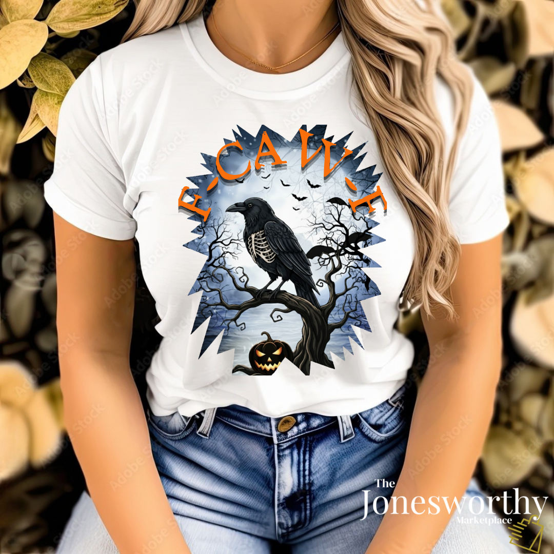F-CAW-F Funny Halloween Shirt | Crow Skeleton Design, Front and Back Print | Unisex Tee, Hoodie & Sweatshirt (S–2XL)