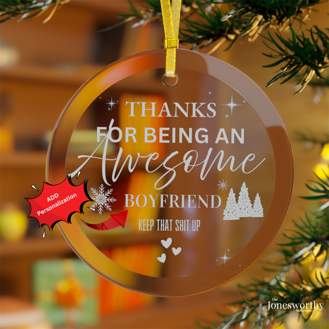 Funny Personalized Glass Ornament — “Thanks for Being an Awesome ____ Keep that Sh!t Up” | Custom Title