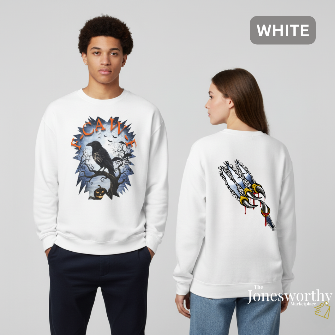 F-CAW-F Funny Halloween Shirt | Crow Skeleton Design, Front and Back Print | Unisex Tee, Hoodie & Sweatshirt (S–2XL)