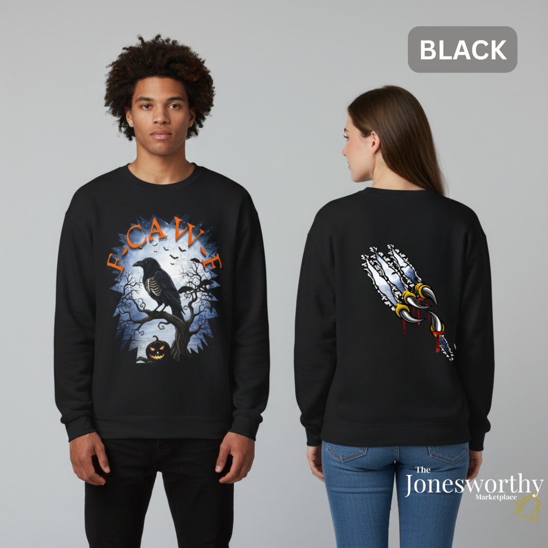 F-CAW-F Funny Halloween Shirt | Crow Skeleton Design, Front and Back Print | Unisex Tee, Hoodie & Sweatshirt (S–2XL)