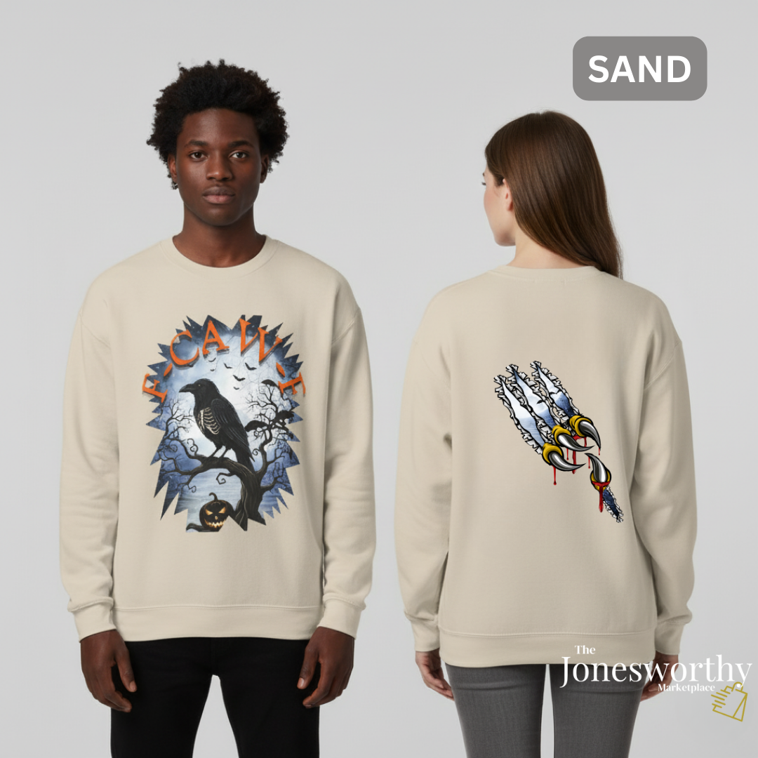 F-CAW-F Funny Halloween Shirt | Crow Skeleton Design, Front and Back Print | Unisex Tee, Hoodie & Sweatshirt (S–2XL)