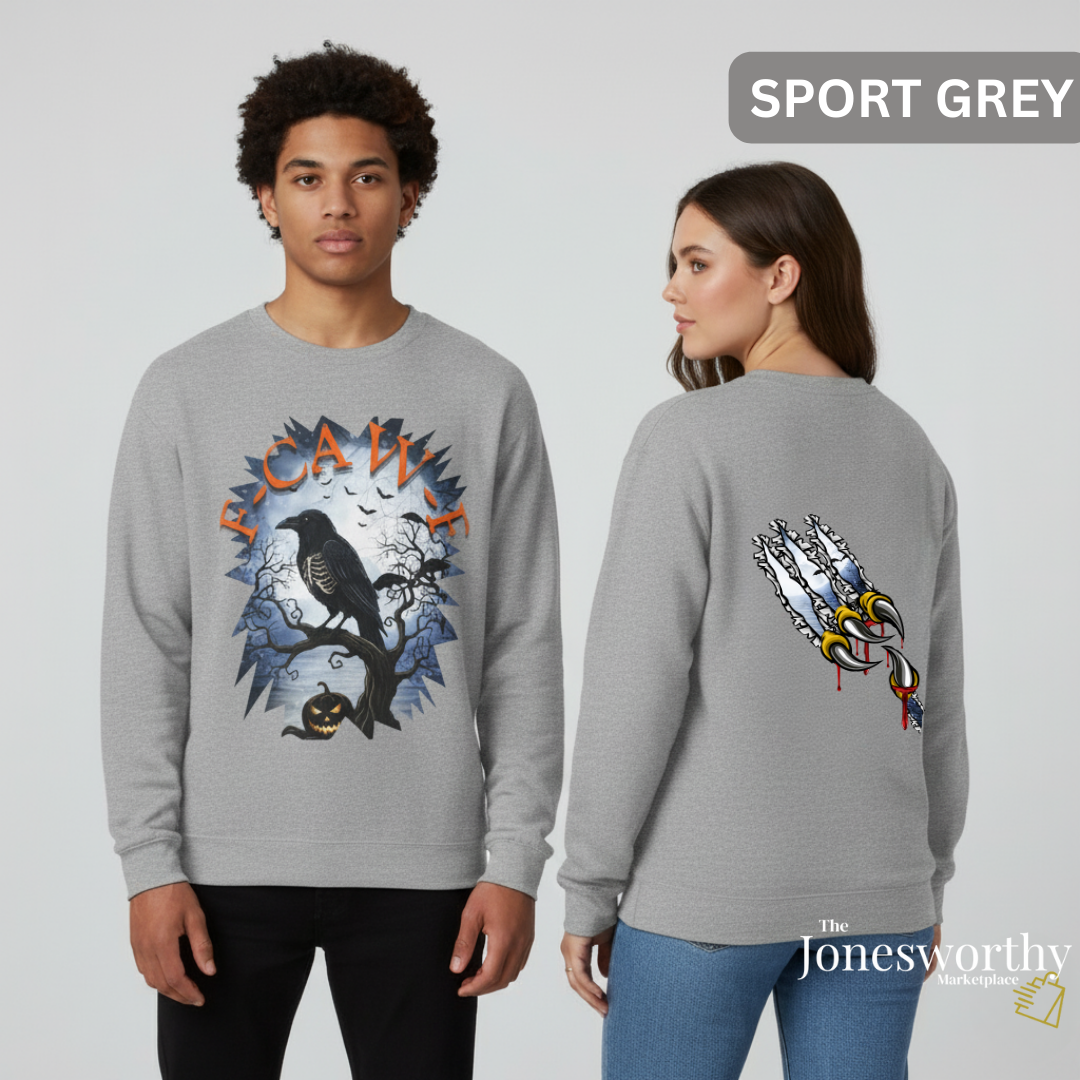 F-CAW-F Funny Halloween Shirt | Crow Skeleton Design, Front and Back Print | Unisex Tee, Hoodie & Sweatshirt (S–2XL)
