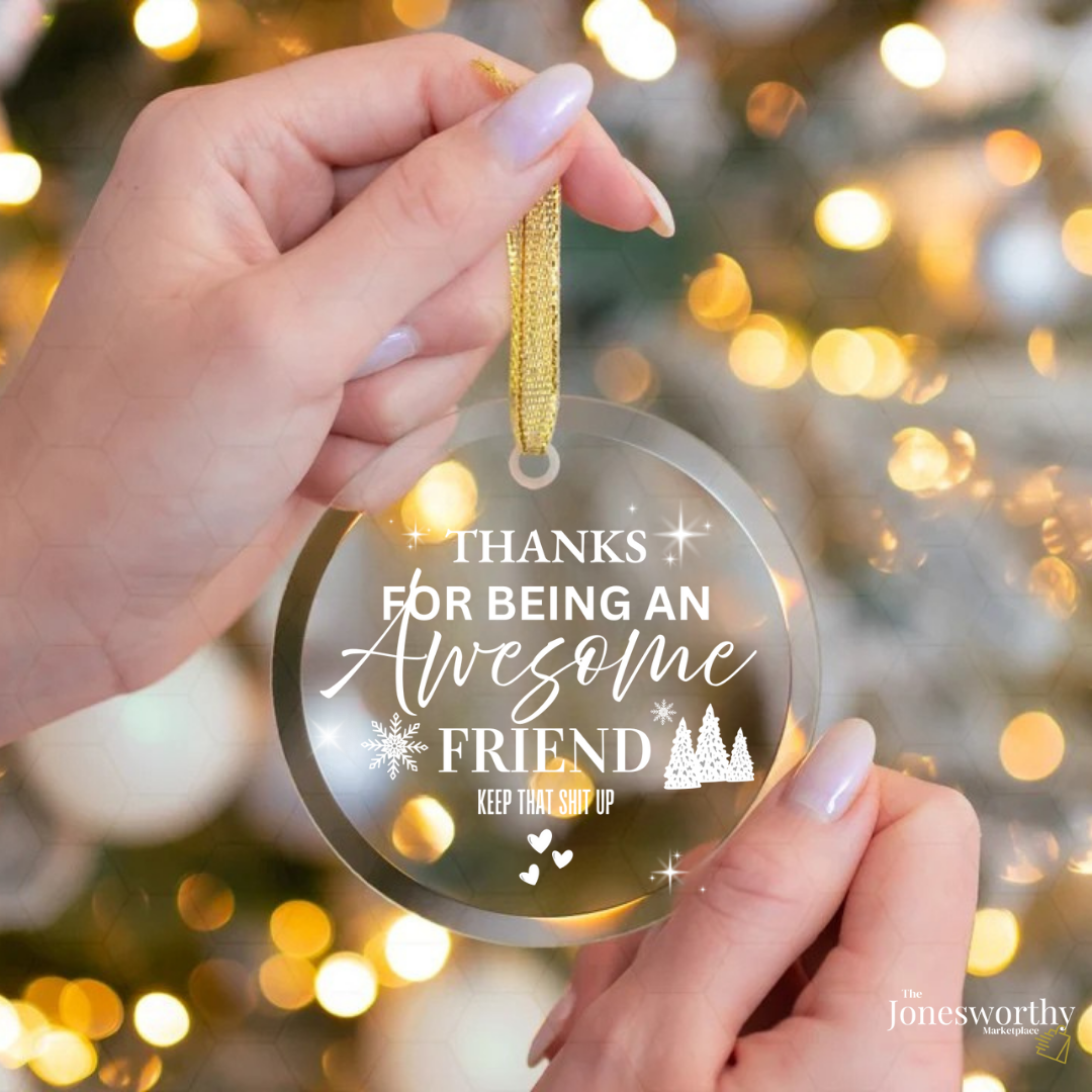 Funny Personalized Glass Ornament — “Thanks for Being an Awesome ____ Keep that Sh!t Up” | Custom Title