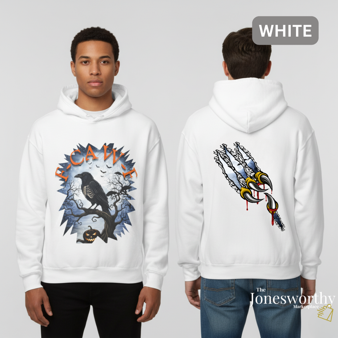 F-CAW-F Funny Halloween Shirt | Crow Skeleton Design, Front and Back Print | Unisex Tee, Hoodie & Sweatshirt (S–2XL)
