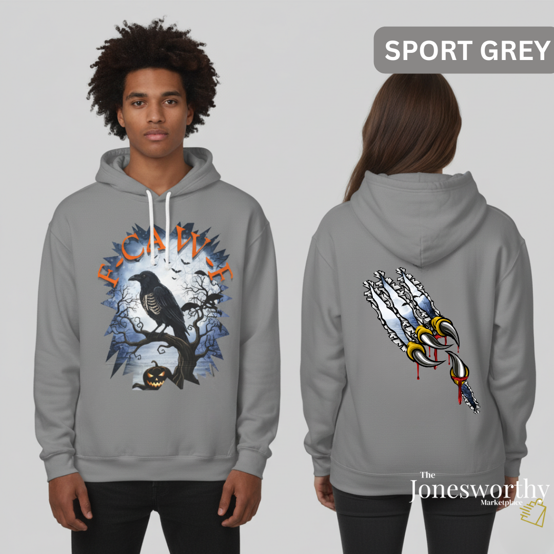 F-CAW-F Funny Halloween Shirt | Crow Skeleton Design, Front and Back Print | Unisex Tee, Hoodie & Sweatshirt (S–2XL)