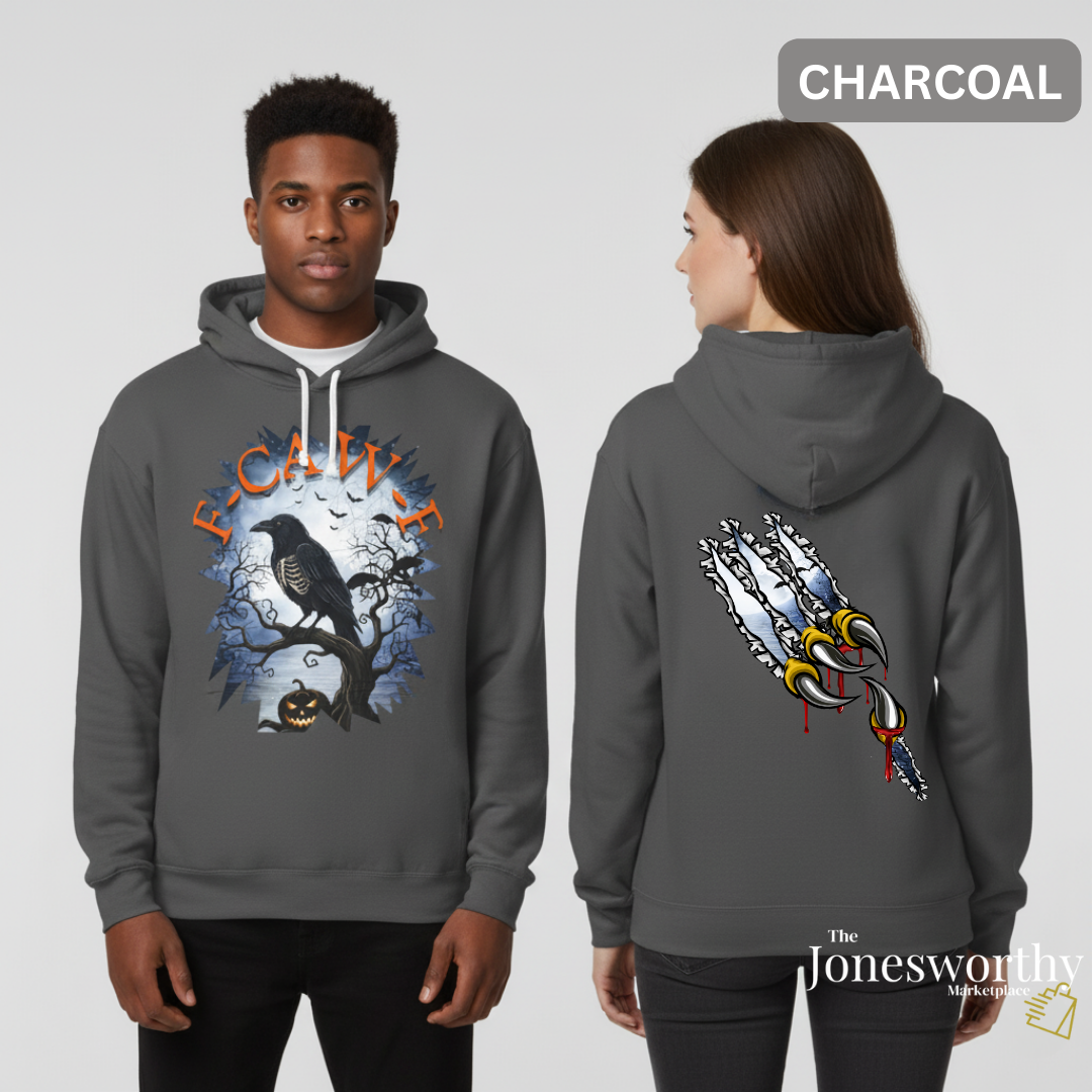 F-CAW-F Funny Halloween Shirt | Crow Skeleton Design, Front and Back Print | Unisex Tee, Hoodie & Sweatshirt (S–2XL)