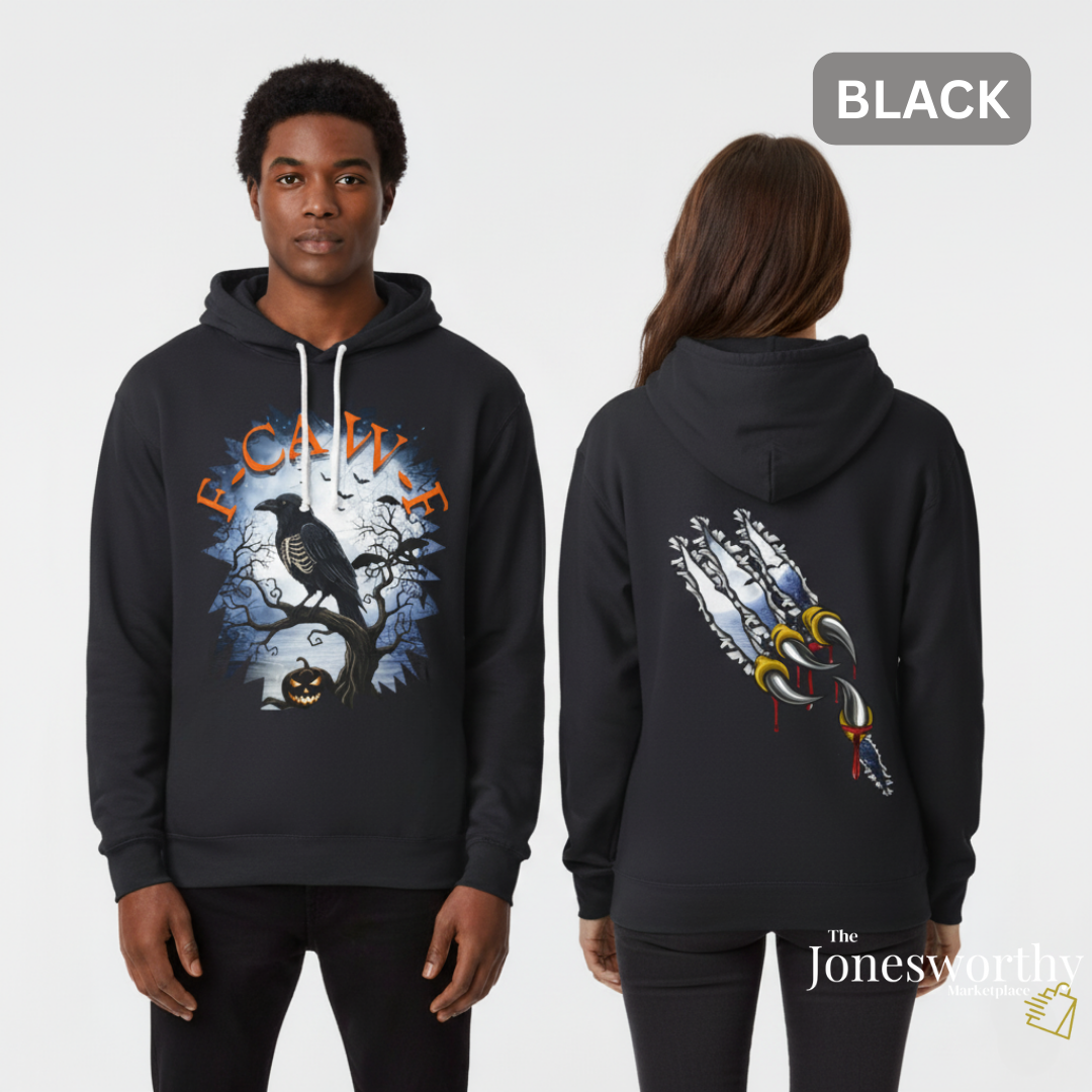 F-CAW-F Funny Halloween Shirt | Crow Skeleton Design, Front and Back Print | Unisex Tee, Hoodie & Sweatshirt (S–2XL)