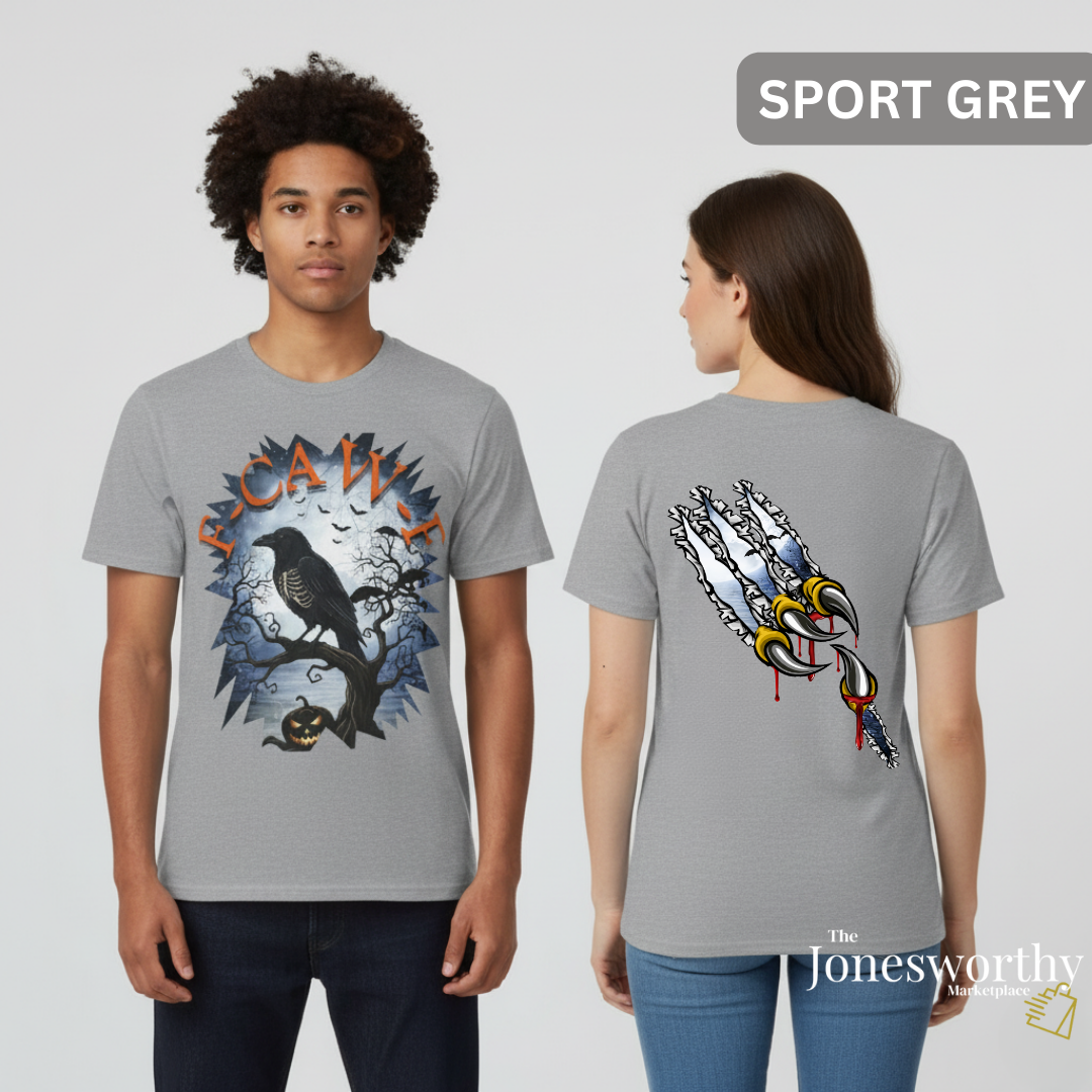 F-CAW-F Funny Halloween Shirt | Crow Skeleton Design, Front and Back Print | Unisex Tee, Hoodie & Sweatshirt (S–2XL)
