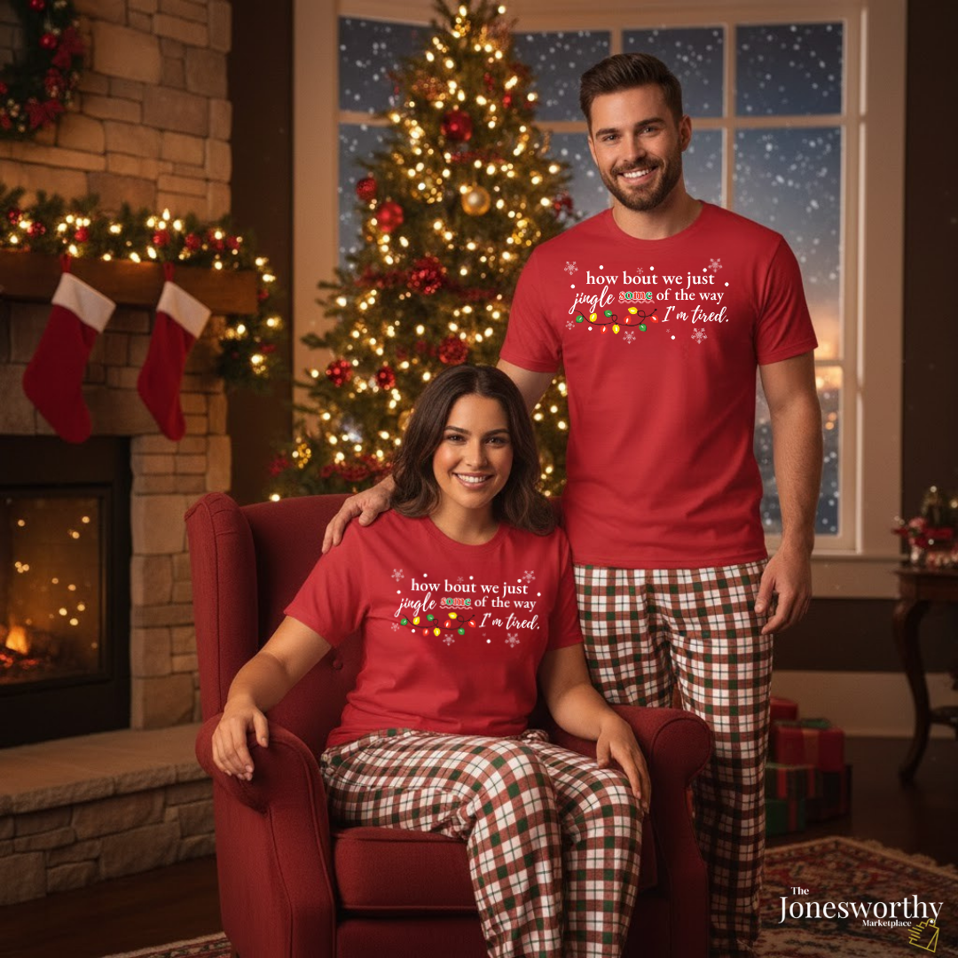 Matching Christmas Pajama Set for Couples – Mix & Match Holiday Tees,  Gingham Pants, Family Christmas PJs, Custom Festive Pajamas (XS–3XL)