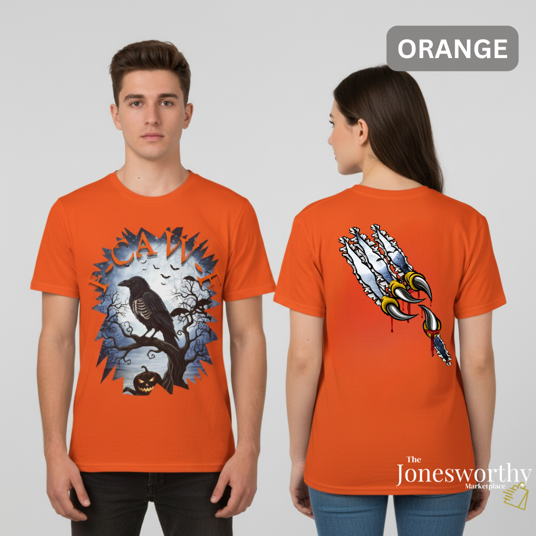 F-CAW-F Funny Halloween Shirt | Crow Skeleton Design, Front and Back Print | Unisex Tee, Hoodie & Sweatshirt (S–2XL)