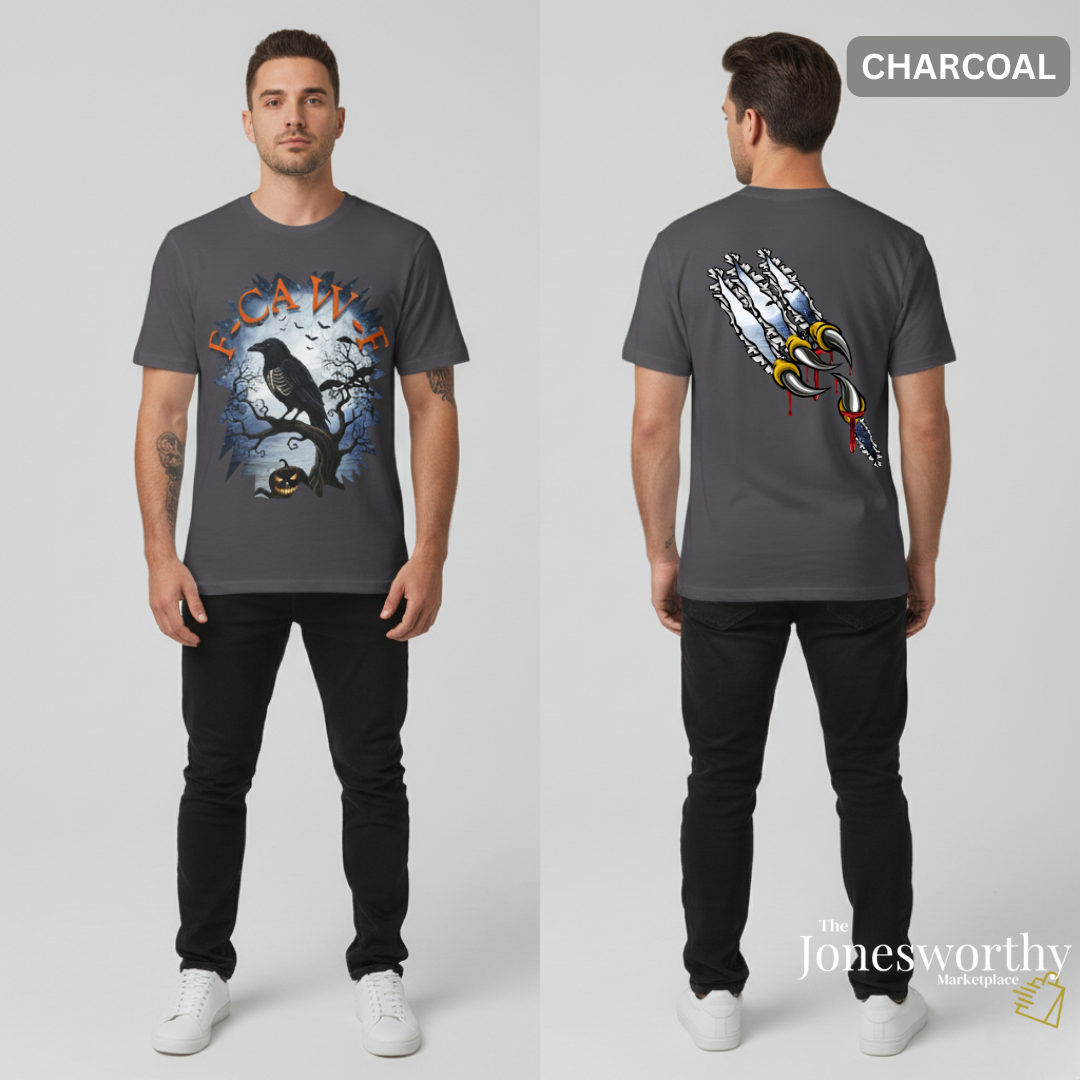 F-CAW-F Funny Halloween Shirt | Crow Skeleton Design, Front and Back Print | Unisex Tee, Hoodie & Sweatshirt (S–2XL)