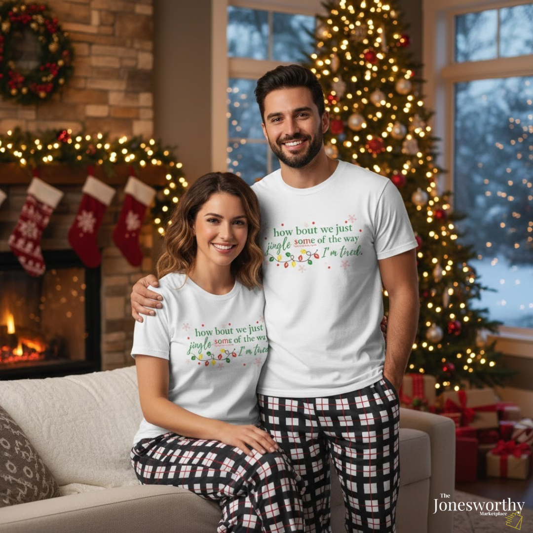Matching Christmas Pajama Set for Couples – Mix & Match Holiday Tees,  Gingham Pants, Family Christmas PJs, Custom Festive Pajamas (XS–3XL)