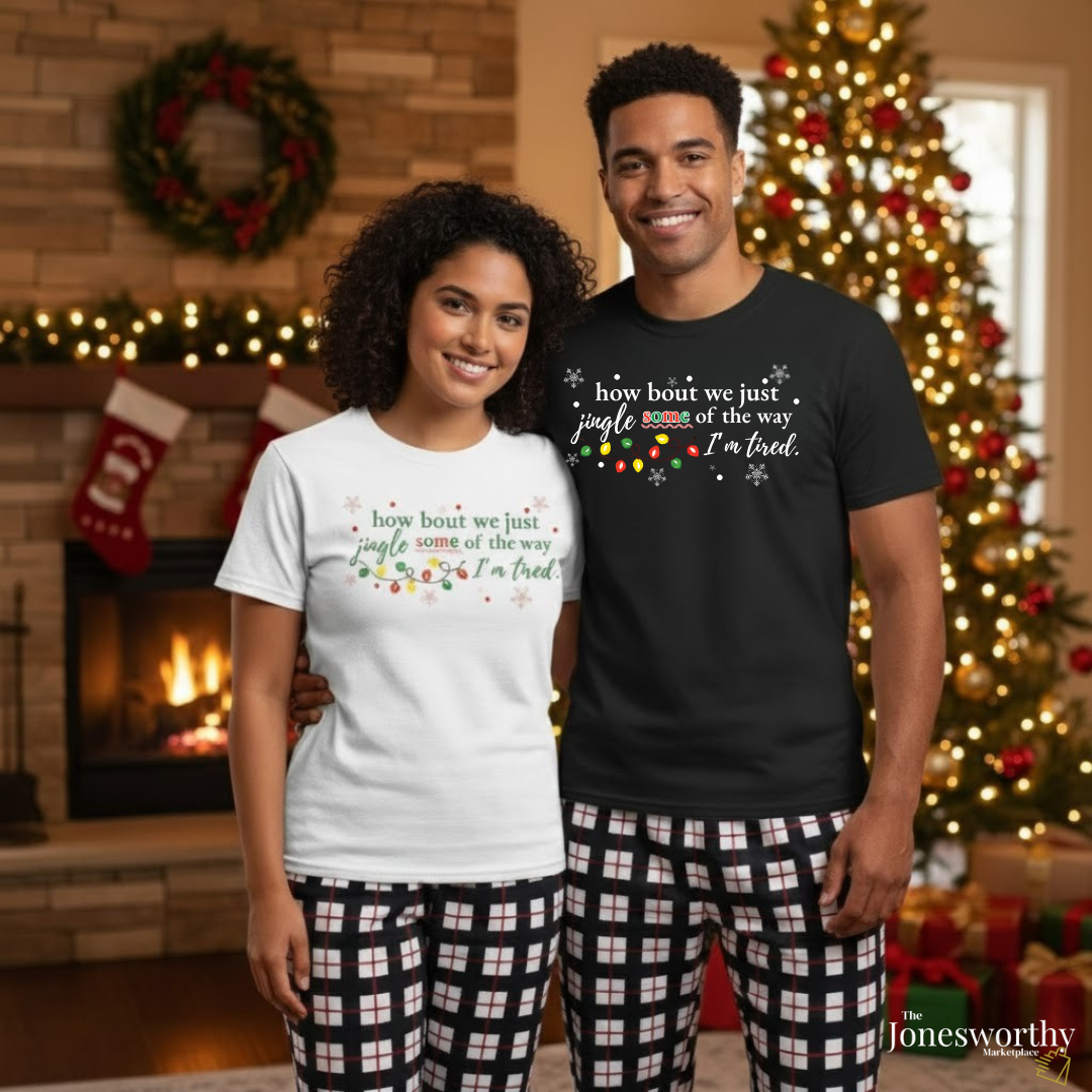 Matching Christmas Pajama Set for Couples – Mix & Match Holiday Tees,  Gingham Pants, Family Christmas PJs, Custom Festive Pajamas (XS–3XL)