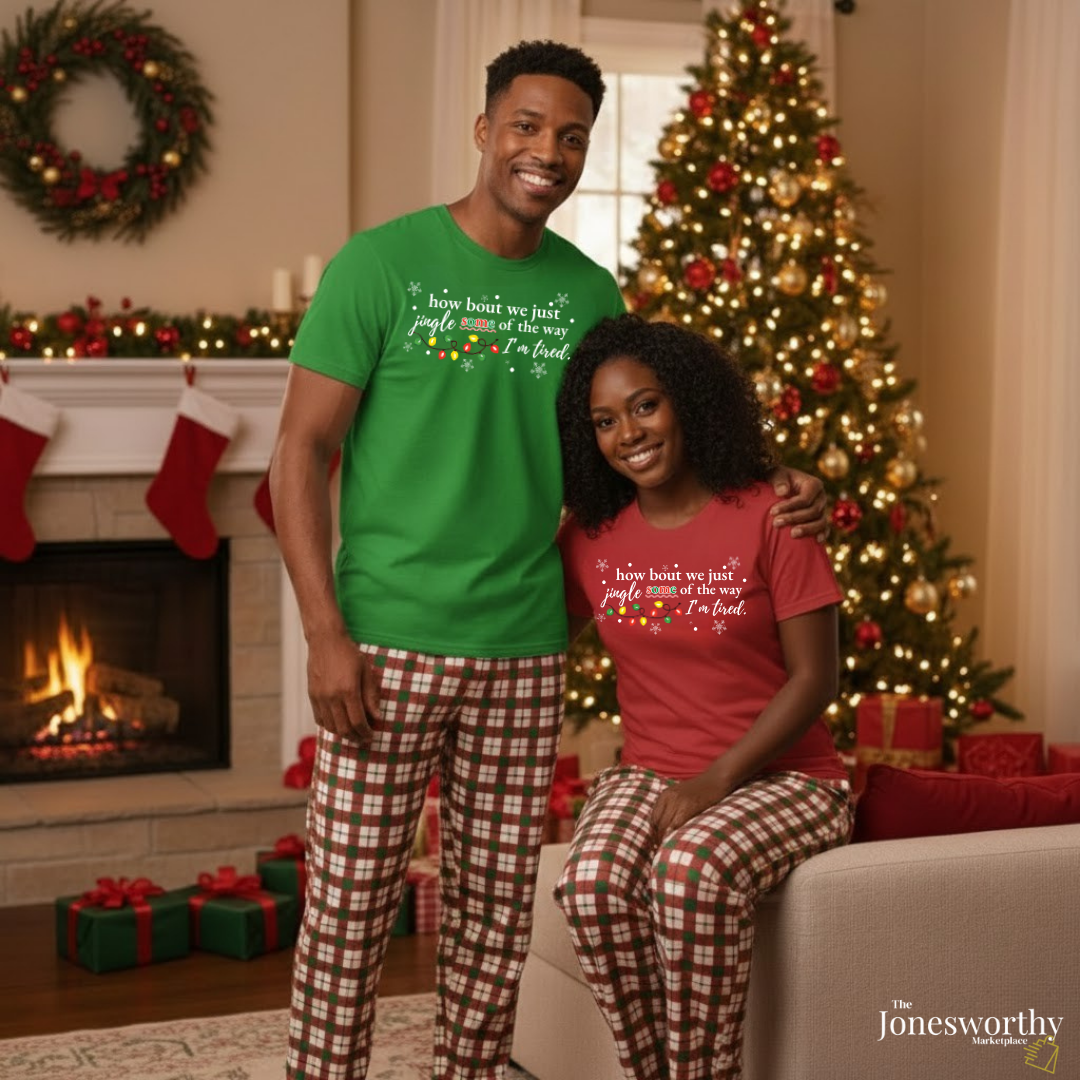 Matching Christmas Pajama Set for Couples – Mix & Match Holiday Tees,  Gingham Pants, Family Christmas PJs, Custom Festive Pajamas (XS–3XL)