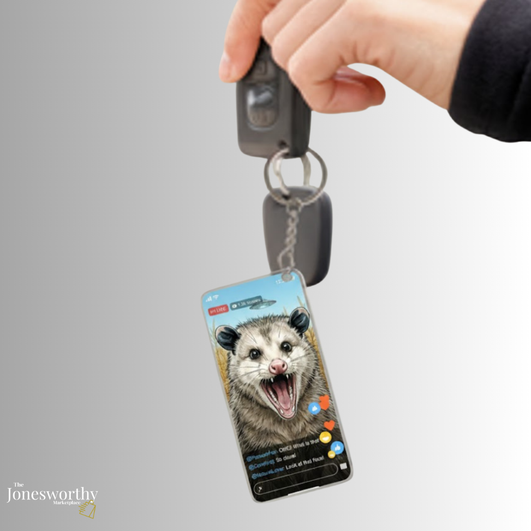 Opossum Live Stream Keychain | Viral Content Creator Acrylic Keychain | UFO Internet Meme Charm | Funny Creator Gift