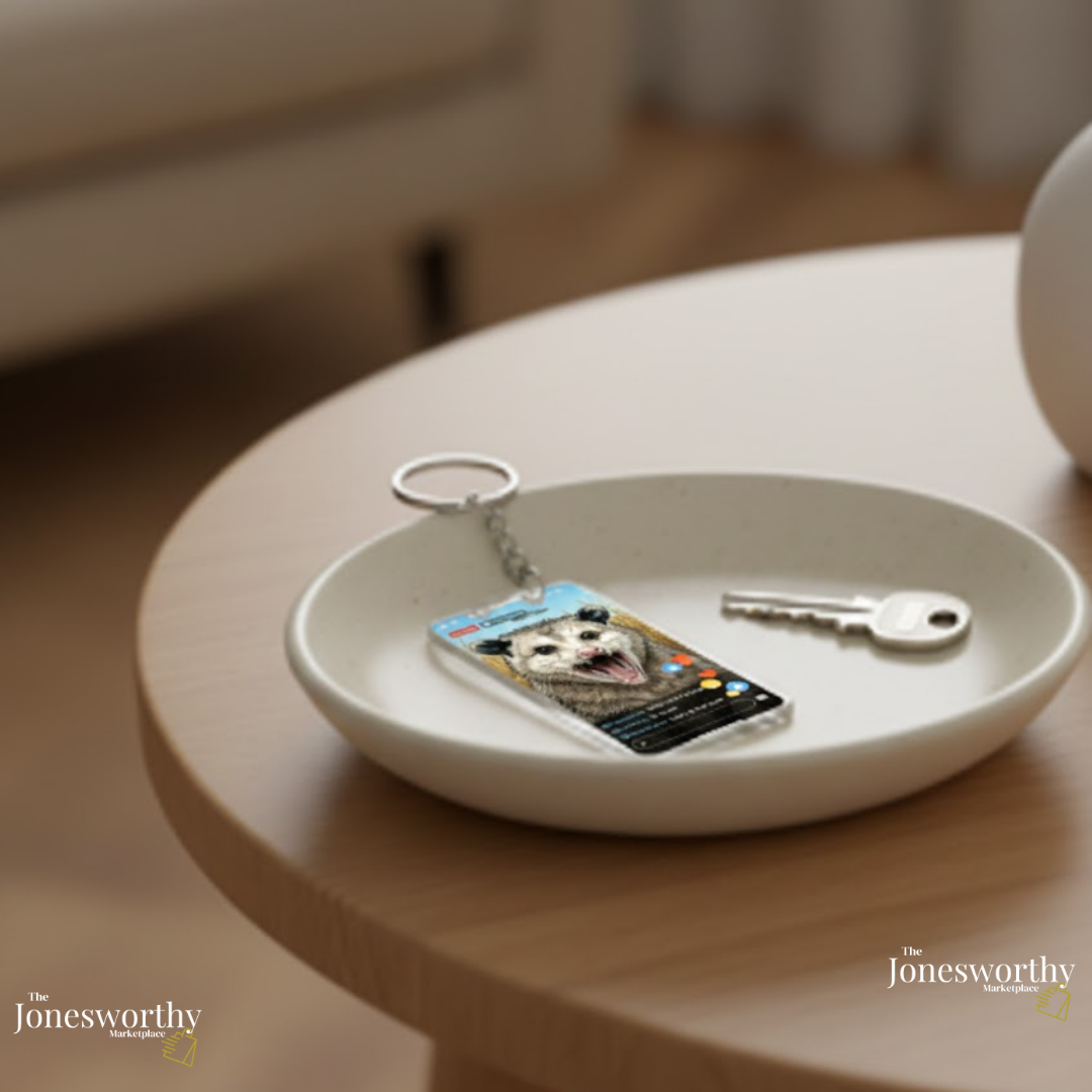 Opossum Live Stream Keychain | Viral Content Creator Acrylic Keychain | UFO Internet Meme Charm | Funny Creator Gift