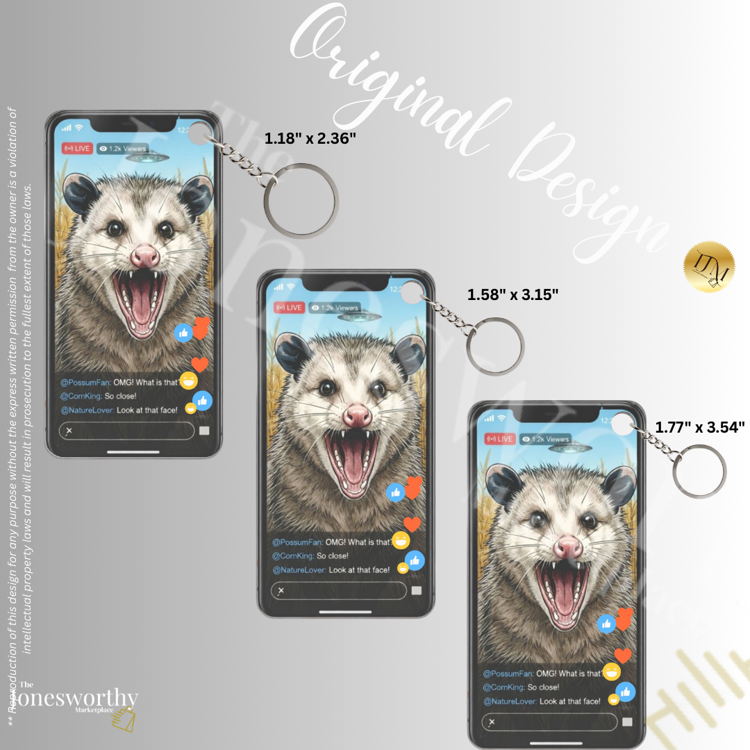 Opossum Live Stream Keychain | Viral Content Creator Acrylic Keychain | UFO Internet Meme Charm | Funny Creator Gift