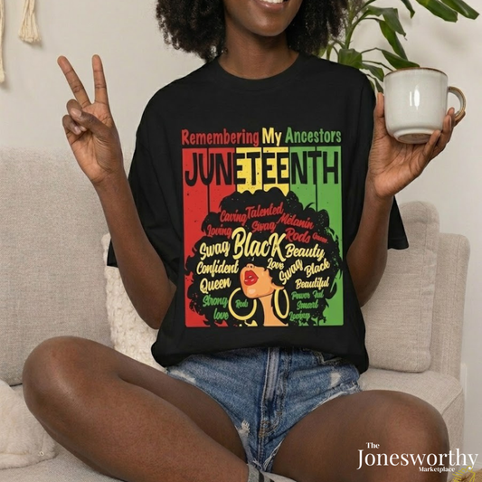 Remembering My Ancestors Juneteenth Shirt | Black Queen Juneteenth Tee | Comfort Colors® 1717 | Black Heritage Celebration Shirt