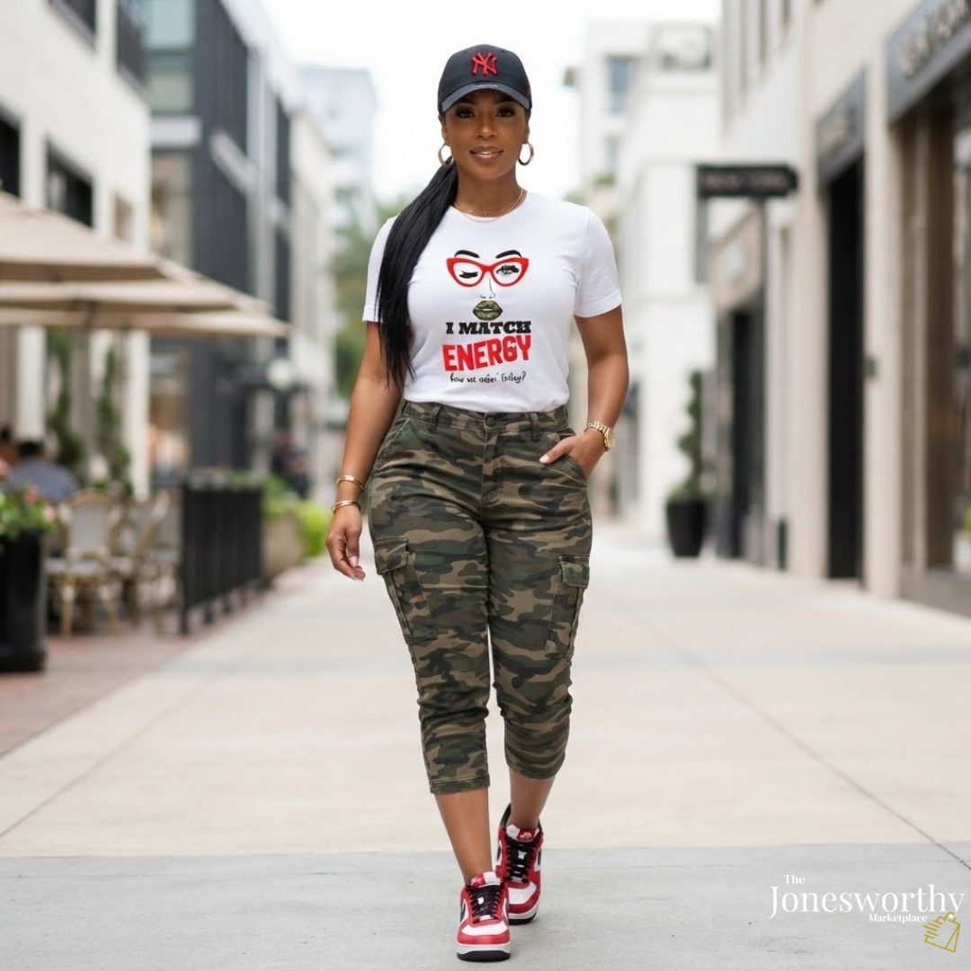 I Match Energy Shirt, Camo Lips Tee, Funny Attitude Shirt, Sassy Graphic Tee, Confident Woman Shirt, Funny Quote Tee, Gift for Her