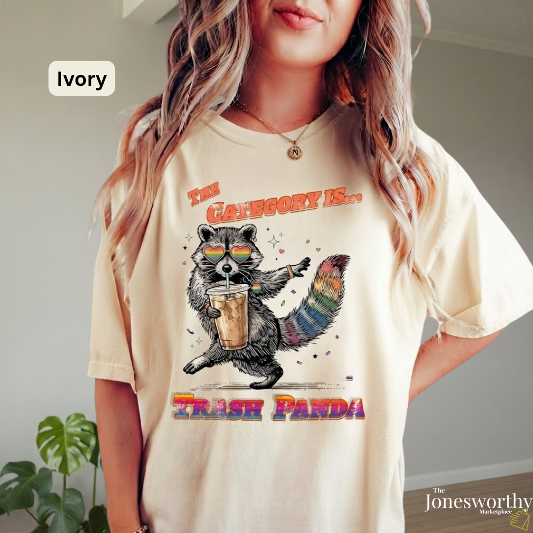 Trash Panda Pride Shirt, Raccoon Pride Tee, LGBTQ Rainbow Shirt, Drag Queen Humor Tee, Pride Festival Shirt, Ally Gift, Comfort Colors Tee
