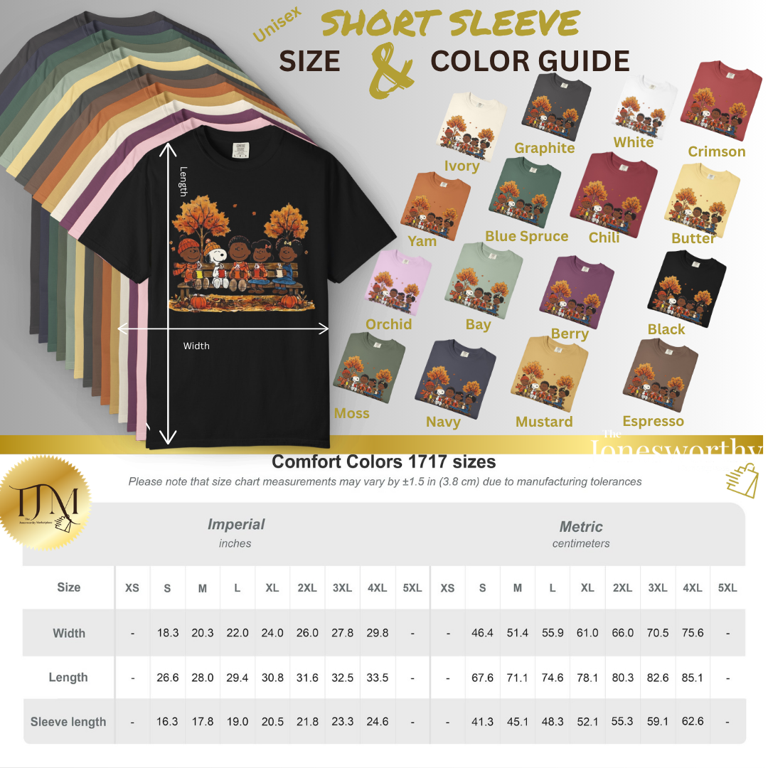 For the Culture Fall Friends Comfort Colors® 1717 T-Shirt | Black Edition Autumn Graphic Tee